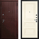 Дверь входная С-2/Панель шпон Фрейм-05, металл 1.5 мм, 2 замка, орех премиум/ясень слоновая кость