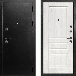Дверь входная С-1/Панель экошпон Версаль-2, металл 1.5 мм, 2 замка, титан/дуб жемчужный