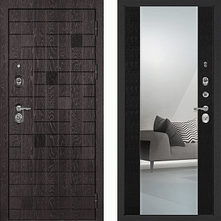 Дверь входная с зеркалом Нона-36/PR-71Z, металл 1.5 мм, 2 замка KALE, горький шоколад/венге